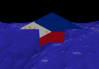 Philippines flag arrow in abstract ocean illustration