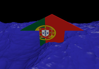 Portugal flag arrow in abstract ocean illustration
