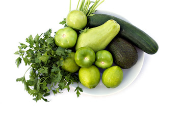 Vegetable Plate: A plate with fresh green vegetables