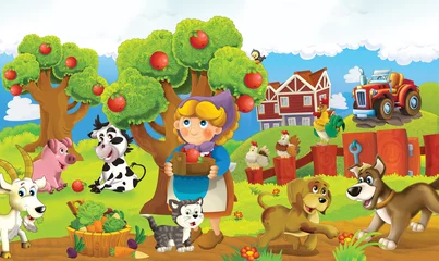 Keuken foto achterwand Boerderij Op de boerderij - de vrolijke illustratie voor de kinderen