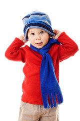 Little boy in winter clothes