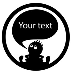 Cartoon character with speech bubble