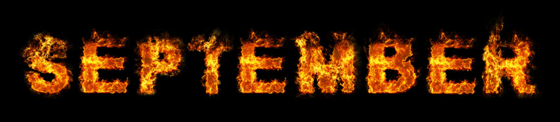 September text on fire