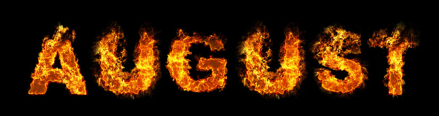 August text on fire