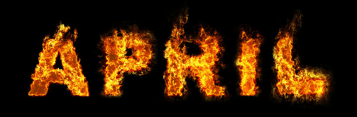 April text on fire