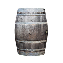 Fototapeta premium Big old wine barrel isolated on white background