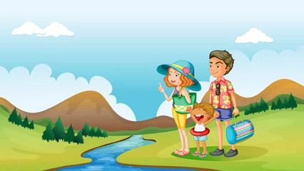 Photo sur Plexiglas Rivière, lac Un garçon, une fille et un enfant