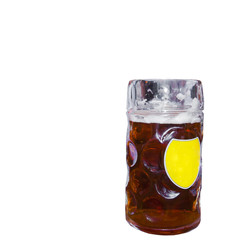 Glass the glass with beer on a white background