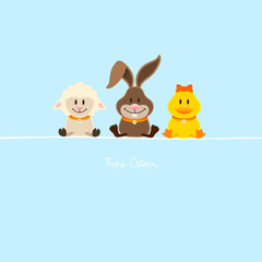 Schaf, Hase & Ente blau
