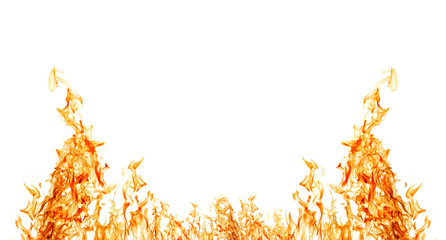 isolated on white half of orange fire frame