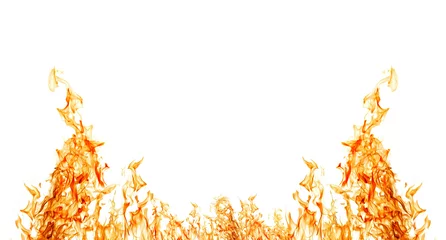 Crédence de cuisine en verre imprimé Flamme isolated on white half of orange fire frame