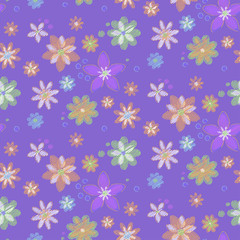 Seamless background with hand-drawn flowers