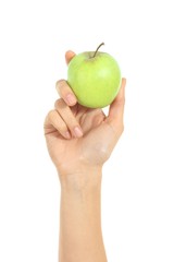 Beautiful woman hand holding an apple