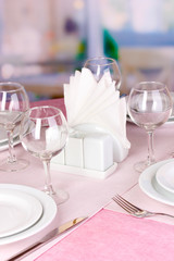 Elegant table setting in restaurant