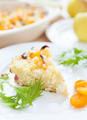piece of cottage cheese pudding with fruit