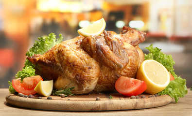 Whole roasted chicken with vegetables