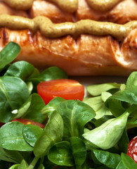green salad and tomato close up  background