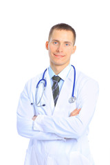 Young doctor man with stethoscope.