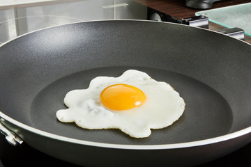 Egg frying in a frying pan