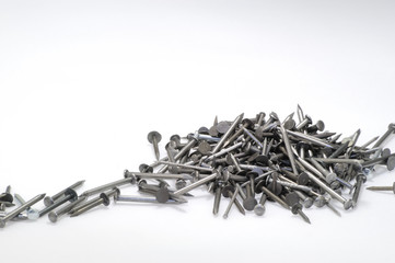 heap of iron nails  on white background - DSC0939