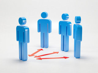 Leader with group. Teamwork organization