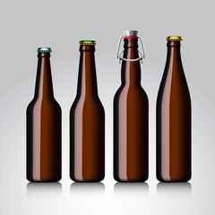 Beer bottle clear set with no label