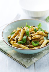 Penne Pasta with Basil Pesto and Capers