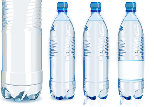 Four Water Plastic Bottles with Generic Label
