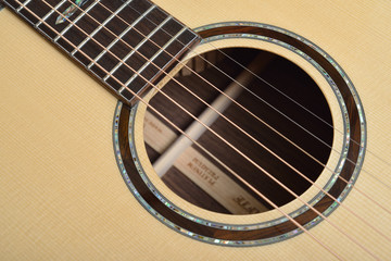 Sound hole of acoustic guitar