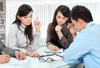 Fototapeta premium business man and woman working