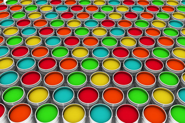 open buckets with a paint