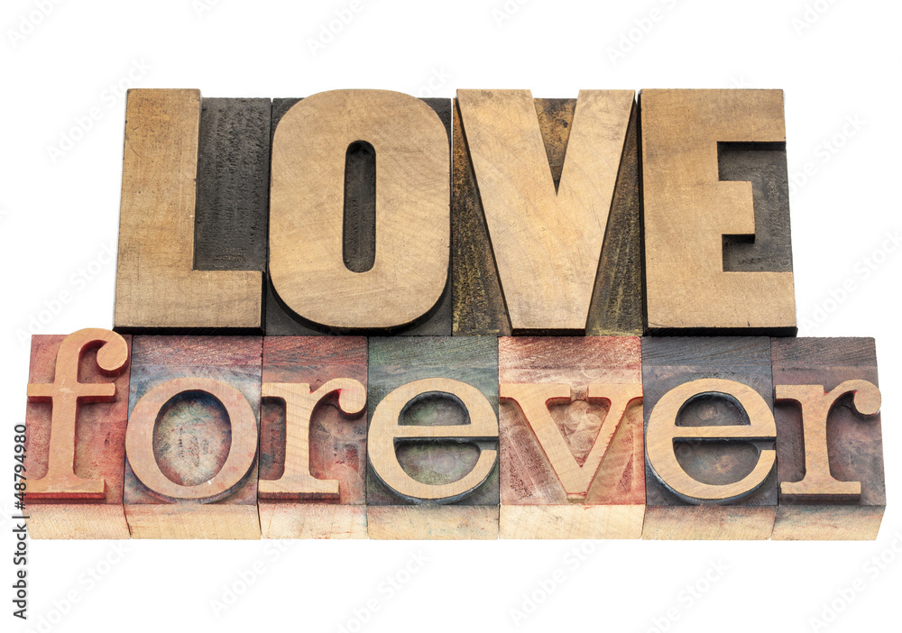 Wall mural love forever in wood type