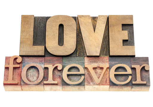 love forever in wood type