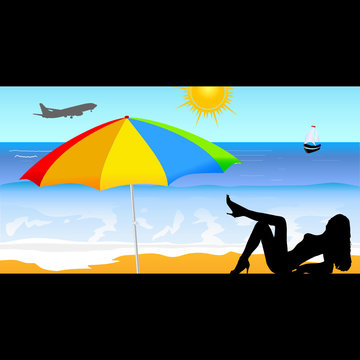 girl on the beach vector illustration part two