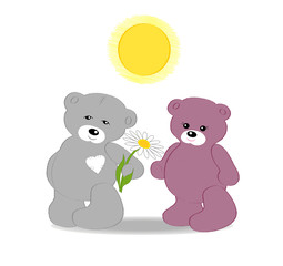 Card with bear cubs to the Valentine's day
