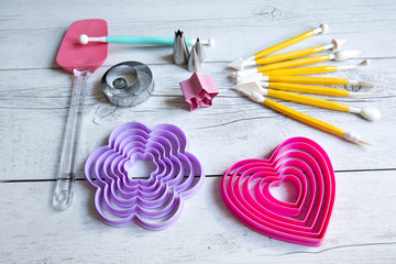 Tools to make cookies, cake and cake design