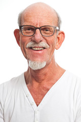Obraz premium Casual dressed senior man with glasses. Isolated.