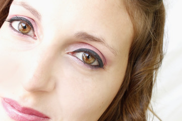 brown eyes makeup in foreground