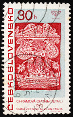 Postage stamp Czechoslovakia 1967 Detail from Torah Curtain