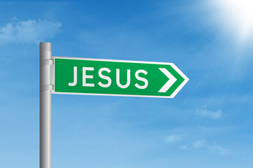 Road sign of Jesus