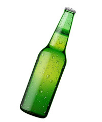 cold green beer bottle