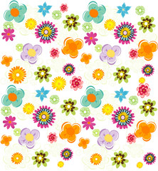 Colorful fresh summer flowers pattern in vector