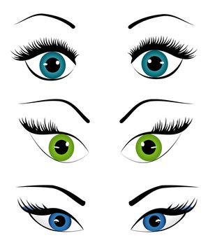 Woman eyes collection, vector illustration