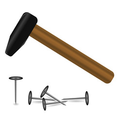 Hammer and Nail Icon. Vector Illustration