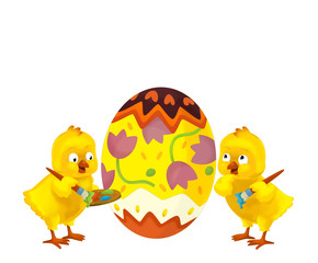 The happy easter chickens - illustration for the children
