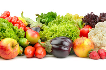 fruits and vegetables isolated on white background