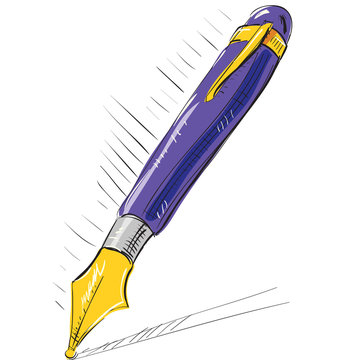 Ink Pen Cartoon Vector Illustration