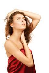 Fototapeta premium A beautiful woman, portrait isolated on white background