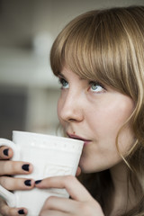 Young Woman with Beautiful Blue Eyes