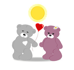 Card with bear cubs to the Valentine's day